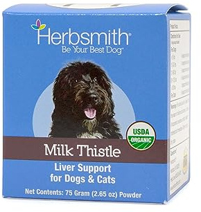 Herbsmith Milk Thistle Herbal Supplement for Dogs and Cats, 75g Powder