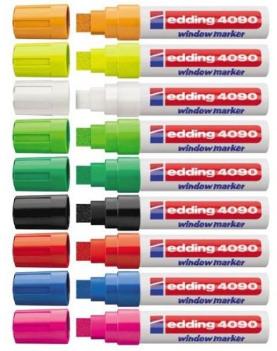 Viltstift edding 4090 window schuin zwart 4-15mm op blister | 6 stuks