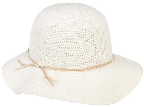 Mayser Brigitta Panamahut Damenhut Flapper Handmade Uni Reisehut Made in EU Sommer cremeweiß M (57-58 cm)