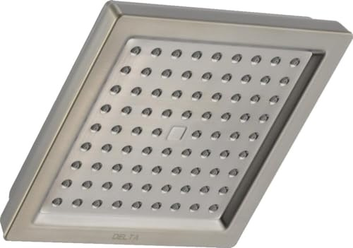 Delta Brushed Nickel Rain Shower Head, 6.5 Inch Square Shower Head Rainfall, Overhead Rain Showerhead, 2.5 GPM Flow Rate, Stainless RP62283SS