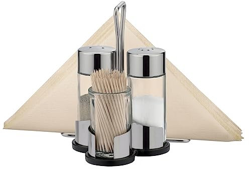 Tescoma Salz-Pfeffer-Zahnstocher-Servietten Set, Menage Set Profi