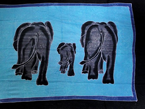Sarong Pareo Wickelrock Strandtuch Tuch zum Binden Elefanten Familie hellblau/große Auswahl schönste Farben/Sauna-Tuch Wickelkleid Schal Wickeltuch Bademode Freizeitmode Sommermode/aus 100% Viskose