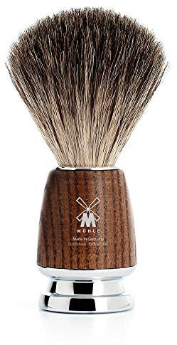 MÜHLE Rytmo Rasierpinsel - Rasurpinsel aus reinem Dachshaar - Griff aus gedämpfter Esche und Metallakzenten