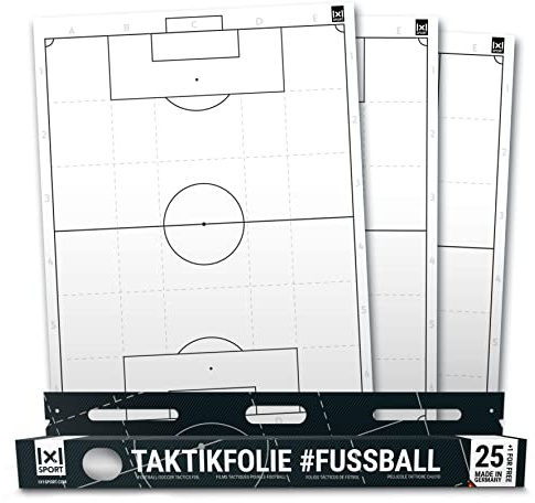 1x1Sport, fogli autoadesivi, per elaborare tattiche, formazioni, azioni ed esercizi da calcio, con motivo a campo da calcio, Classic weiß