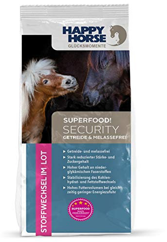 HAPPY HORSE Superfood Security 14kg - Melasse- und Getreidefreies Pferdefutter bei Stoffwechsel-Erkrankungen wie EMS, Hufrehe und Cushing Syndrom