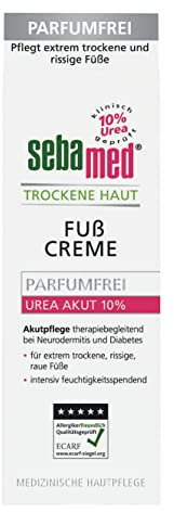 Sebamed Trockene Haut Fußcreme Urea Akut 10% parfumfrei, Akutpflege für extrem trockene, rissige und raue Füße, Hautverträglichkeit dermatologisch-klinisch bestätigt, 100 ml
