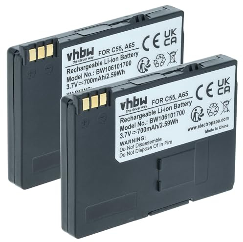 vhbw 2x batteria compatibile con Siemens Gigaset SL2, S440, SL100, SL150, S445, SL1 telefono fisso cordless (700mAh, 3,7V, Li-Ion)