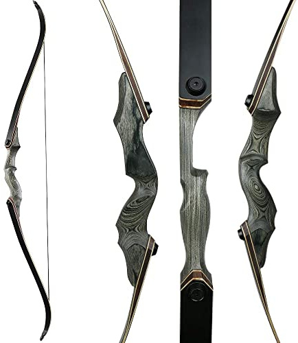 Huntingdoor Arco da 60 Pollici Takedown Arco ricurvo Arco Destro Riser 30 40 50 lbs con Corda per tiro a Segno (50lbs)