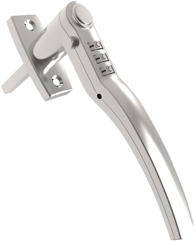 HOME It® Universeller Fenstergriff mit Code – abschließbar ohne Schlüssel – für Fenster & Türen – rechts & links montierbar – robuste Zinklegierung – Satin-Finish