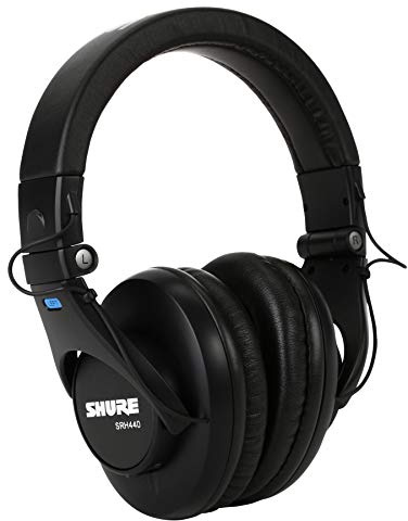 Shure SRH440 Professional Studio Headphones, Enhanced Frequency Response and Extended Range for Home and Studio Recording, with Detachable Coiled Cable, Carrying Bag and 1/4 Adapter (SRH440)
