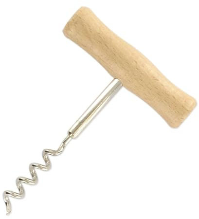 Fackelmann 49701 Tire-bouchon en bois, tire-bouchon, tire-bouchon tonnelet, Bois, Acier inoxydable, Brun, 11 cm