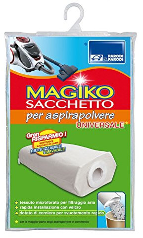 Parodi & Parodi Magiko Sacchetto Aspirapolvere Universale e Riutilizzabile, Polipropilene, Bianco, 13x24x1 cm