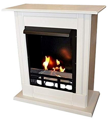 Ethanol- und Gelkamin Modell Madrid Deluxe Royal - Gratis zum Kamin das komplette Kaminzubehör - Wählen Sie aus 10 Farben – Farbwahl (Weiß)