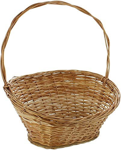 Dekoleidenschaft Präsentkorb Natur mittel, aus Weide, Geschenkkorb leer, Henkelkorb, Weidenkorb, Dekokorb, Geschenkekorb, Flechtkorb