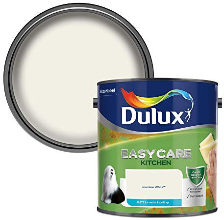 Dulux Easycare Kitchen Matt Emulsion Paint For Walls And Ceilings - Jasmine White 2.5 Litres
