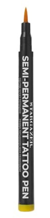 Stargazer Semi-Permanent Vegan Tattoo Pen 3. Up To 24 Hour Strong Yellow Colour For Skin Art With A Fine Line Nib.