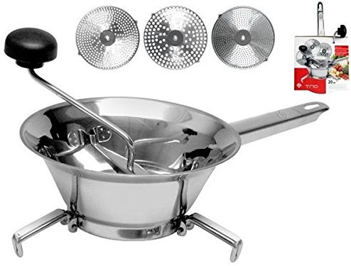 Home Trio Passaverdura con 3 Dischi, Acciaio Inox, 20 cm