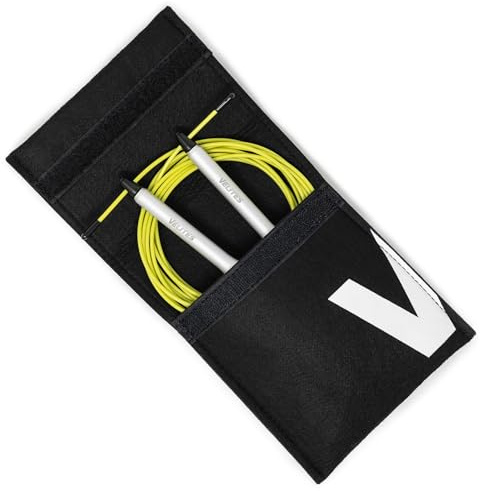 Velites Hopprep för crossfit Vropes Fire 2.0 (silver och gul) | Viktat hastighetsrep för dubbla underers [Vikter ingår inte). Även för fitnessboxning och MMA