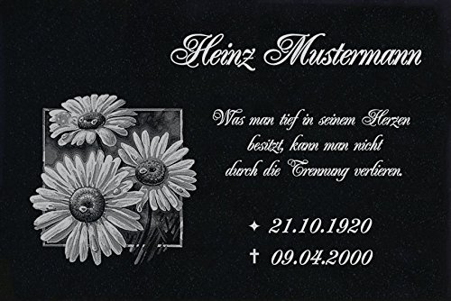 LaserArt24 Granit Grabstein, Grabplatte oder Grabschmuck mit dem Motiv Grabstein-ag29 und Ihrem Text/Daten