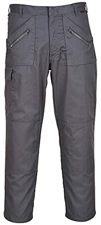 Portwest S887 Action Trousers Multi Pocket Secure Storage Reinforced Seams | Grey, 32 Waist, UPF 50+, Straight Fit, Durable Polycotton Fabric, 35% Cotton, 65% Polyester, Zip Front, Zip Closure, Workwear