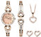 SEKONDA Womens 26mm Stone Set Rose Gold Watch Gift Set with Heart Bracelet Earrings and Necklace
