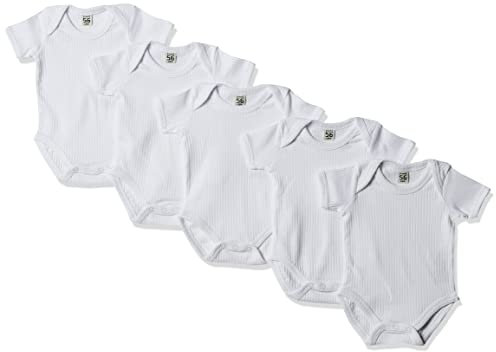 Care Unisex Baby Body SS (5-pack) Bodysuit, White (100), 1-2 Months