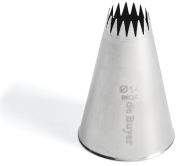 De Buyer - Douille à petit fours en inox - 16 dents, diamètre 1,4 cm | En Inox, Idéale pour Décorer, Garnir et Remplir, Sans Soudure pour Hygiène Parfaite, S'Adapte aux Poches Pâtissières