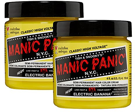 Manic Panic Electric Banana Classic Creme, vegan, tierversuchsfrei, gelbe semipermanente Haarfarbe, 2 x 118 ml