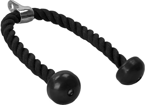 Gorilla Sports® Corde Triceps - 68/85/ 100 cm, en Nylon, Max. 150 kg, Antidérapante, Noir - Corde de Traction, à Tirer, Câble pour Biceps/Triceps, Musculation, Équipement de Gym, Fitness