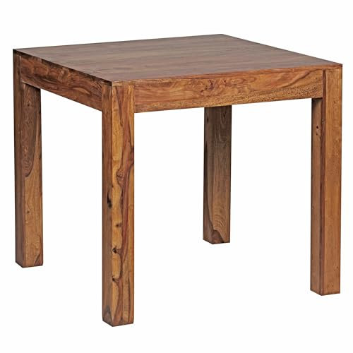 FineBuy Esstisch quadratisch 80 cm Sheesham Massivholz – Quadratischer Holztisch massiv, Design Esszimmertisch Naturholz, Küchentisch Echtholz für 4 Personen Bistrotisch