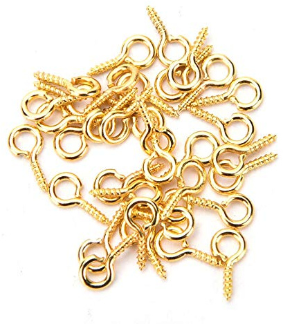 eMarkooz 100 x Mini-Schraubhaken/-ösenhaken aus Messing/Stahl, 12 mm, zum Aufhängen von kleinen Bildern