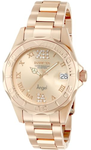 Invicta Pro Diver - Orologio da Donna in Acciaio Inossidabile con Movimento al Quarzo, Oro Rosa - 38 mm