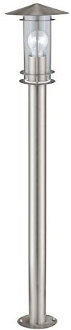 EGLO Außen-Wegelampe Lisio, 1 flammige Außenleuchte, Wegeleuchte aus Edelstahl in Silber, Glas in Transparent, E27 Fassung, IP44