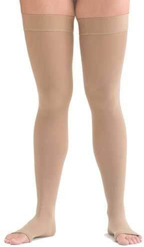 Scholl Softgrip Ultima Class III Compression Stockings for Women - Thigh Length, Open Toe - Natural - High Strength Stockings for Varicose Veins, Oedema, Swelling, Swollen Legs, and Circulation