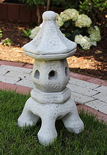 Unbekannt Beton Deko Figur japanische Laterne H 38 cm asiatische Pagode Dekofigur und Gartenskulptur