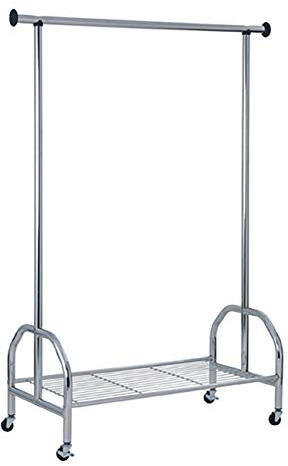 HAKU Rollgarderobe Chrom, Metall - Maße: B 120 cm x H 165 cm x T 50 cm, Style: Modern