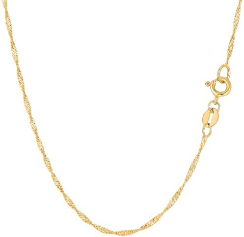 Jewelry Affairs gult äkta guld Singapore kedjehalsband, 1,5 mm, 20 tum