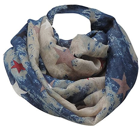 PB-SOAR Unisex Vintage Loop Schal Schlauchschal Rundschal Halstuch mit Sterne Muster, weich und leicht (Farbe 4)