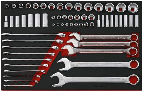 TENG TOOLS TTEAF62 Socket & Combination Spanner Set AF FOAM4X4 62 Pieces