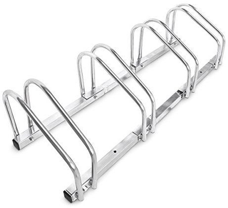 Relaxdays Fahrradständer, Für 4 Fahrräder, Boden- und Wandmontage, Mehrfachständer, HBT: ca. 26 x 100 x 32 cm, silber