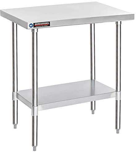 DuraSteel 30x36 Stainless Steel Work Table - NSF Commercial Prep Metal Table - Outdoor Pizza Oven Stand w/Under Shelf - Kitchen Island Laundry Utility Garage Microwave Stand Large Rolling Storage Cart