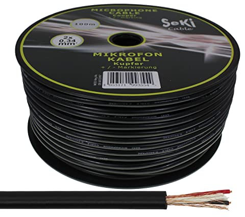 100m Mikrofonkabel rund 2x 0,34mm² Profi PA Installations- Rundkabel OFC Kupfer