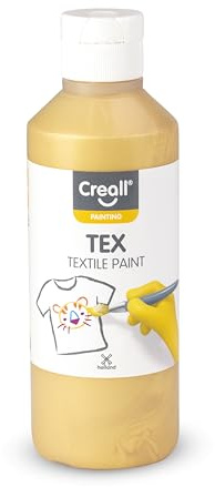 Creall Textil- & Stoffmalfarbe | Gold 250 Ml | Waschmaschinenfest Nach Fixierung | Für T-Shirts, Jeans, Schuhe, Stofftaschen, Möbel & Autoinnenraum/Dachhimmel