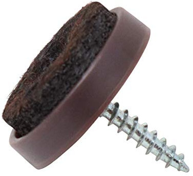 Adsamm® / 32 x Filzgleiter mit Schraube / Braun / Ø 24 mm / rund / Möbelgleiter zum Schrauben in Premium-Qualität