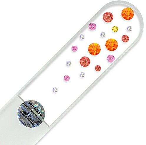 Mont Bleu Groß-Glasnagelfeile von Hand dekoriert mit Swarovski Elements, geliefert in einer Hülle aus schwarzem Samt - Echtem gehärteten Glas aus Tschechien