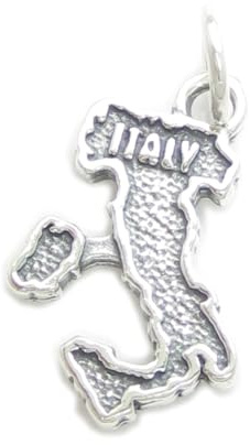 Carte de l'Italie charme en argent sterling .925 x 1 charmes de pays italien