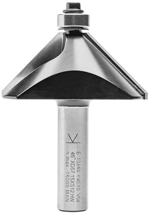 ENT 13844 Fasefräser HW, Schaft (S) 12 mm, Durchmesser (D) 57,2 mm, NL 22,2 mm, E 45°, SL 40 mm, mit Kugellager