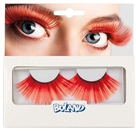 Boland 01612 - Selbstklebende Wimpern XL, Rot, 1 Paar, künstliche Wimpern, einfaches Auftragen, Augenaufschlag, Mottoparty, Karneval