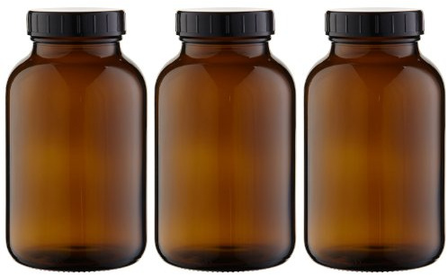Weithalsflaschen 3 x 1000 ml Braunglas mit Schraubdeckel DIN 68 – Apothekenqualität – lichtgeschützt & luftdicht – Vorratsflasche für Kräuter, Öle & Pulver