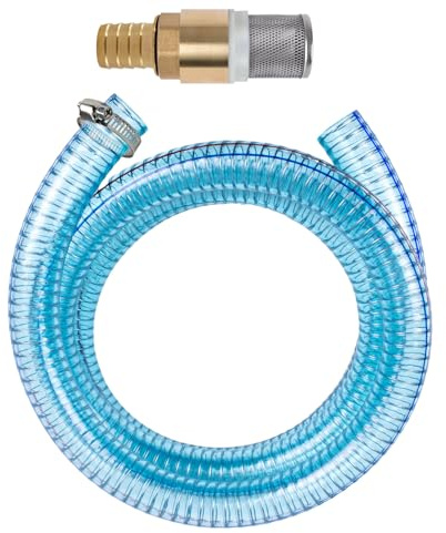 Dieselpumpe Schlauch, Sauggarnitur, Saugset 25mm für Dieselpumpen mit Rückschlagventil aus Messing, Spiralverstärkter Schlauch, 10m für Heizölpumpe Ölpumpe Kraftstoffpumpe Tankstelle, Umfüllpumpe